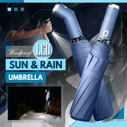 📢📢40% OFF !! ⏰Windproof LED Sun & Rain Umbrella