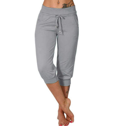 📢📢30% OFF !! ⏰3/4 High-Waist Slim Fit Drawstring Pocket Joggers