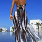 📢📢40% OFF !! ⏰Striped Two-Piece Swimsuit with Tie Neck and Ring Details