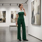 📢📢40% OFF !! ⏰Striped Lapel Set – Tee & Palazzo Pants, V-Neck, Flowing, Elegant 🍂