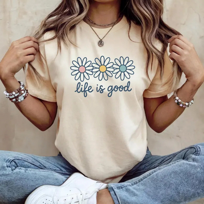📢📢40% OFF !! ⏰"Life is Good" Daisy Graphic T-Shirt