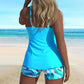 📢📢30% OFF !! ⏰Women's Ruffle Top & Printed Shorts Swim Set