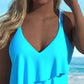 📢📢30% OFF !! ⏰Women's Ruffle Top & Printed Shorts Swim Set
