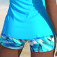 📢📢30% OFF !! ⏰Women's Ruffle Top & Printed Shorts Swim Set