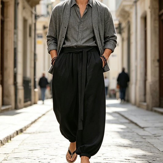 📢📢30% OFF !! ⏰ Men’s Harem Pants with Elastic Ankles – Freedom to Move 🏃‍♂️🧘