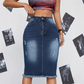 📢📢40% OFF !! ⏰Women's High-Waist Frayed Hem Denim Skirt