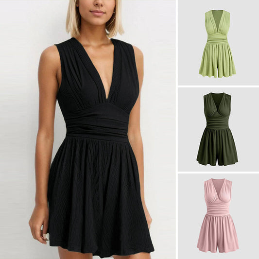 📢📢40% OFF !! ⏰Women’s Deep V-Neck Sleeveless Romper