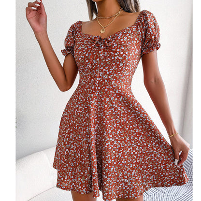 Women's Drawstring Bust Floral Sundress