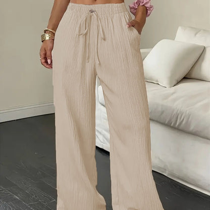 📢📢40% OFF !! ⏰Women's Solid Color Crinkle Wide Leg Pants