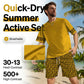 📢📢40% OFF !! ⏰Men's Yellow Graphic Print Short Sleeve Tracksuit Set