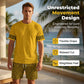 📢📢40% OFF !! ⏰Men's Yellow Graphic Print Short Sleeve Tracksuit Set