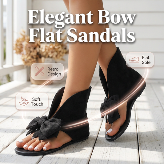 Retro Sweet Split-Toe Sandalswith Big Bow