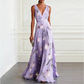 📢📢30% OFF !! ⏰Elegant V-Neck Tulip Print Maxi Dress