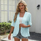 📢📢40% OFF !! ⏰Women's Half Sleeve Eyelet Knit Ruffle Cardigan