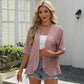📢📢40% OFF !! ⏰Women's Half Sleeve Eyelet Knit Ruffle Cardigan