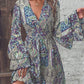 📢📢40% OFF !! ⏰Women's Elegant Paisley Print V-Neck Flared Sleeve Dress