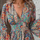 📢📢40% OFF !! ⏰Women's Elegant Paisley Print V-Neck Flared Sleeve Dress