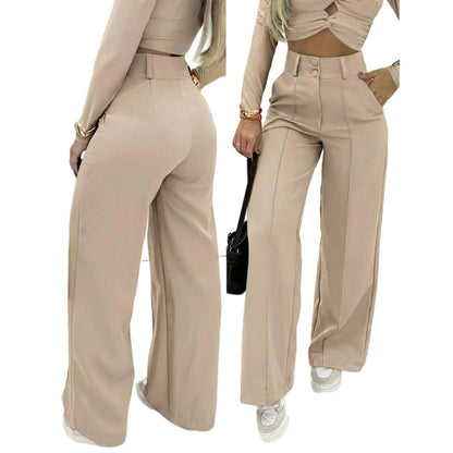 📢📢40% OFF !! ⏰Women's High-Waist Wide-Leg Solid Color Trousers