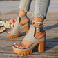 📢📢40% OFF !! ⏰Chunky Heel Platform Sandals with Ankle Strap