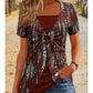 📢📢50% OFF !! ⏰Women's Retro Square-Neck Leopard Print Mock 2-Piece Short Sleeve Top