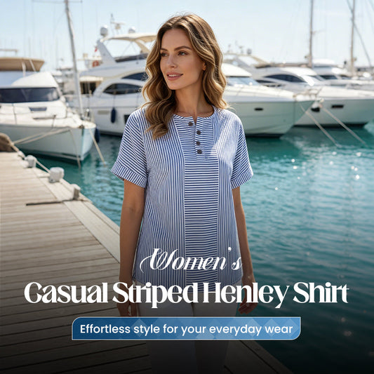📢📢40% OFF !! ⏰Women's Casual Striped Henley Shirt