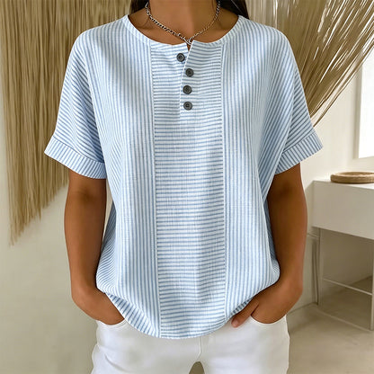 📢📢40% OFF !! ⏰Women's Casual Striped Henley Shirt