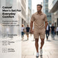 📢📢30% OFF !! ⏰Men Solid Color Casual Short Sleeve Set