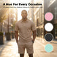 📢📢30% OFF !! ⏰Men Solid Color Casual Short Sleeve Set