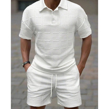 📢📢30% OFF !! ⏰Men Solid Color Casual Short Sleeve Set