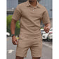 📢📢30% OFF !! ⏰Men Solid Color Casual Short Sleeve Set