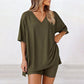 📢📢40% OFF !! ⏰Women's Lounge V-Neck Top & Shorts Set