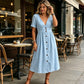 👗Effortless Summer Chic – Women's Summer V-Neck Button-Down Dress☀️
