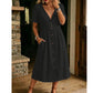 📢📢40% OFF !! ⏰Effortless Summer Chic – Women's Summer V-Neck Button-Down Dress☀️