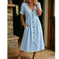 👗Effortless Summer Chic – Women's Summer V-Neck Button-Down Dress☀️