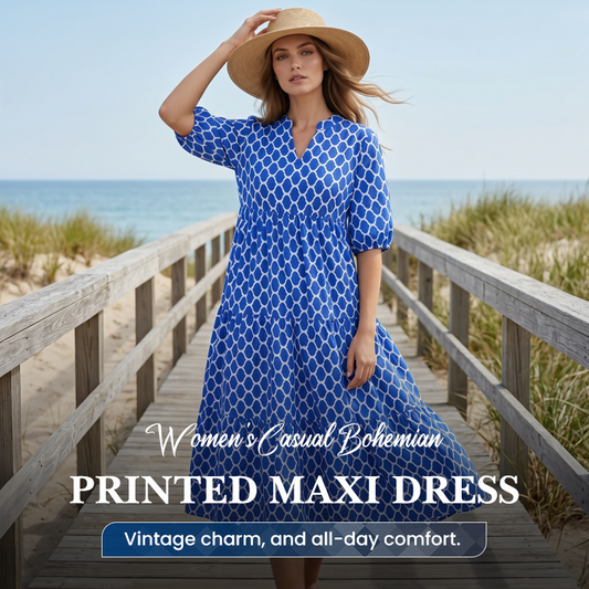 📢📢40% OFF !! ⏰Women's Casual Bohemian Printed Maxi Dress
