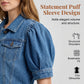 📢📢30% OFF !! ⏰Women's Puff Short Sleeve Cropped Denim Jacket