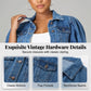 📢📢30% OFF !! ⏰Women's Puff Short Sleeve Cropped Denim Jacket