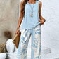 📢📢40% OFF !! ⏰Sleeveless Top & Printed Capri Pants Set