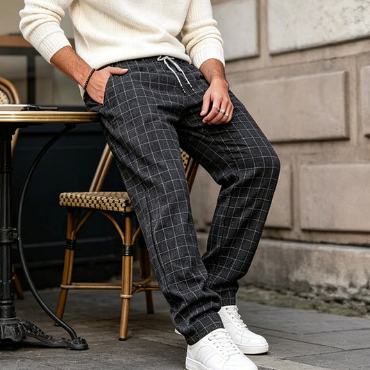 📢📢40% OFF !! ⏰Men's Plus Size Plaid Drawstring Trousers