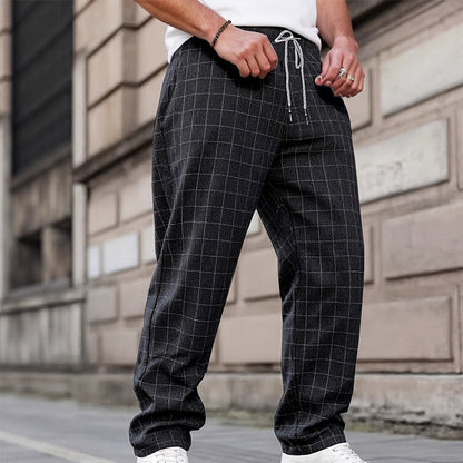 📢📢40% OFF !! ⏰Men's Plus Size Plaid Drawstring Trousers