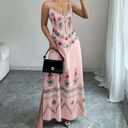 📢📢30% OFF !! ⏰Sleeveless V-Neck Floral Print Slit Dress