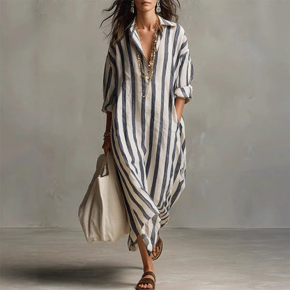 📢📢30% OFF !! ⏰Women's Casual Striped Long Sleeve Shirt Dress