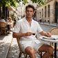 Men's Textured Short Sleeve Camp Collar Shirts