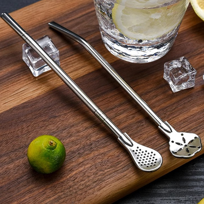 📢📢30% OFF !! ⏰  304 Stainless Steel 2-in-1 Straw Spoon – Drink Straw & Stirring Spoon Combo, Detachable Design & Eco-Friendly Reusable ✨