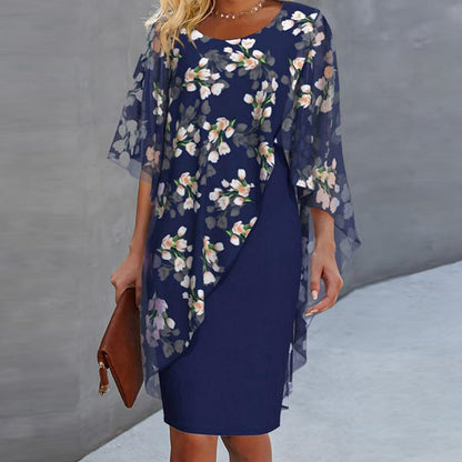 📢📢40% OFF !! ⏰Women's Elegant Floral Print Overlay & Dress Set