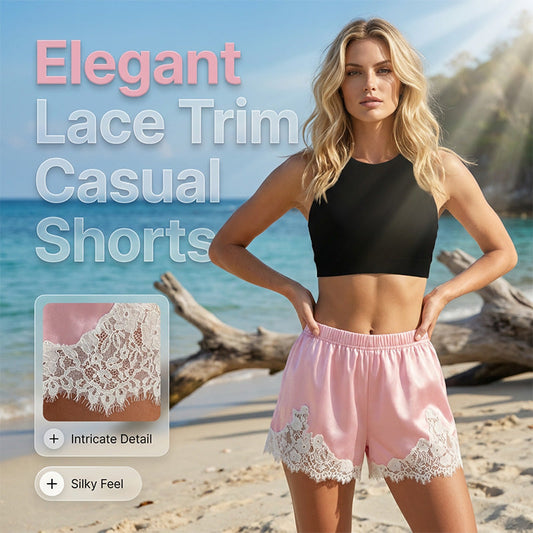 📢📢30% OFF !! ⏰Satin Lace Trim Shorts