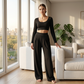 ⏰ 30% OFF – Limited Time Only✨Women's Casual Crop Top & Wide Leg Pants Set