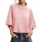 Women's Short Sleeve Loose-Fit Cropped Sweater