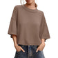 Women's Short Sleeve Loose-Fit Cropped Sweater
