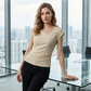 Women's Asymmetrical V-Neck Ruched Solid Top
